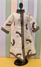 Vintage Sindy Doll Size Quilted Brown & Cream Quilted Dressing Gown 1970s