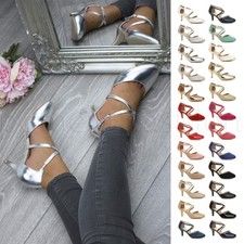 Womens ladies mid heel cross straps bridal party evening shoes sandals size