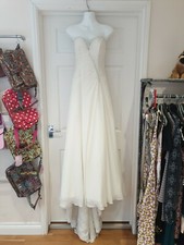 VEROMIA Wedding Dress White Strapless Bridal Gown with Small Train UK Size 12