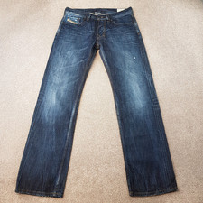 Diesel Mens Jeans 32x33 Blue Larkee 008SS Regular Straight Denim Distressed W32