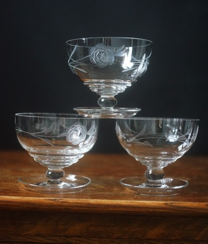 Vintage etched crystal - vintage, dessert