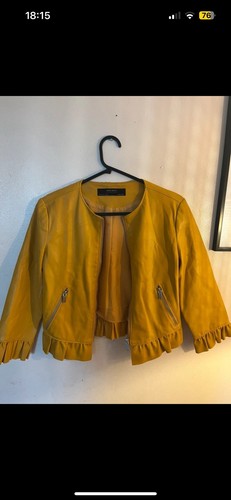 Mustard leather jacket - mustard,