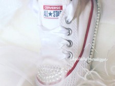 Custom Crystal Swarovski / Rhinestone Bling Converse White Lo UK Infant 3-9 UK