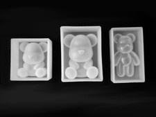 Pack of 3 Teddy bear Silicone 3D small Mould Resin DIY Craft Keyring Cute Fun 