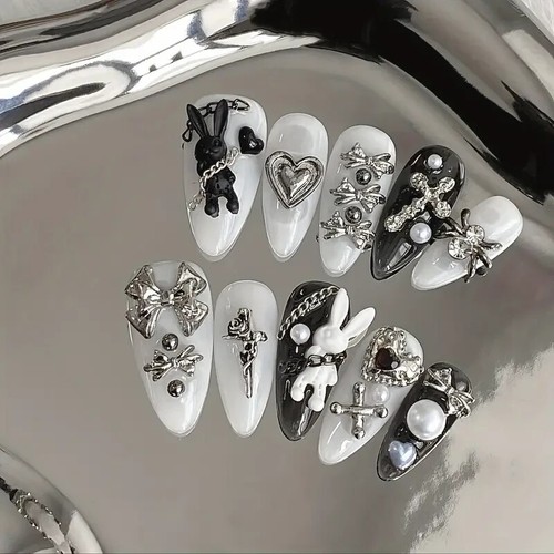 Glossy black almond shaped - glossy,