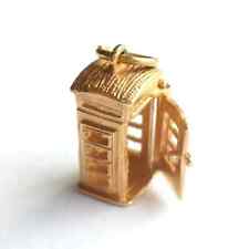 Telephone Box Pendant Charm Solid Gold 9 Carat With Opening Door 