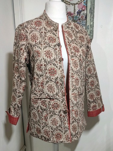 Orange floral hand block - floral,