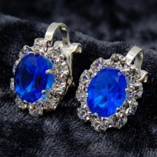 Clip earrings oval crystal - clip,