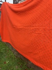 Bright Bold Orange Vintage Cellular Blanket for Double Bed Dimond Pattern Retro