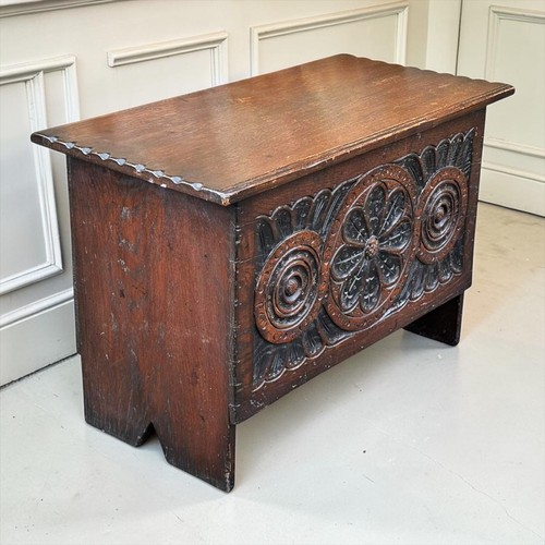 Carved oak blanket box - carved, box,