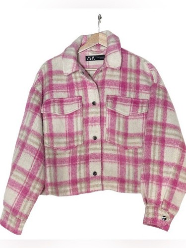 Zara pink plaid cropped - zara, boxy