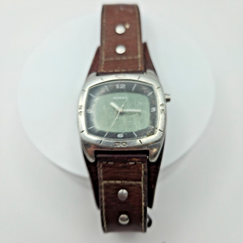 Fossil brown leather cuff - leather,