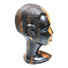 African Wooden Head Bust vintage Wood Carving Statue Figure Ornament