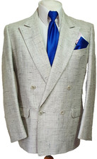 Fariani Odermark Mens Dble breasted Vtge Jacket Blazer Ch40"S Cream mix melange