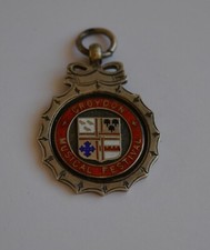 Croydon Musical Festival Silver FOB Badge Antique 1927 Birmingham Hallmark