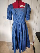 Vintage Laura Ashley Made in GB Blue Floral Print Tea Dress UK 14 Chest 36"