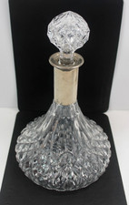 Ship's Cut Glass Decanter With Silver Collar, Very Good Condition (1006)*