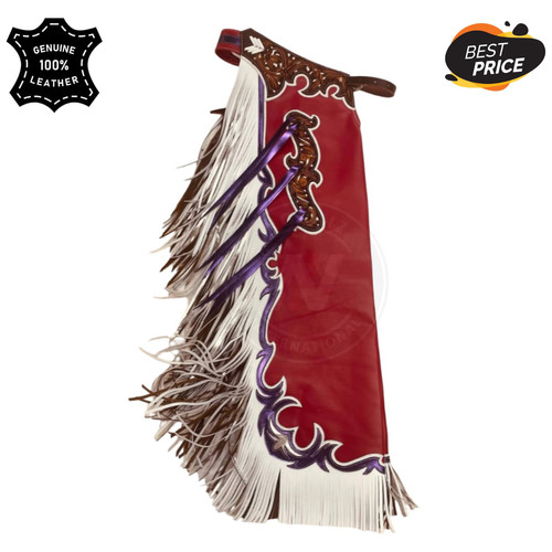 Men red hand tooled leather - men's,