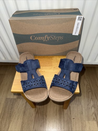 Comfy steps navy wedge mule - navy,