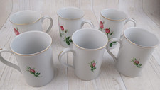 Christineholm "Rose" Fine Bone China Mugs x6 *exquisite condition*