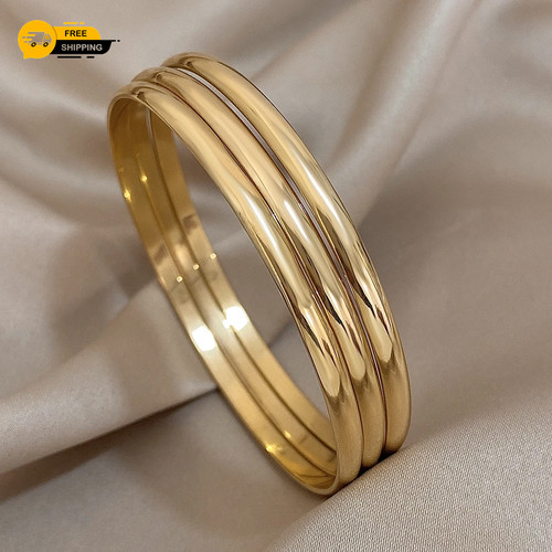 3pcs glossy 18k gold plated - glossy,
