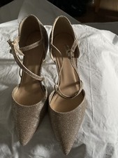 New look Women Rose Gold Glitter Pointed Court Sandals Sizes 6/39