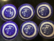 Vintage Blue Willow Tuscan China x6 Plates 7 Inches Made In England 1920s 26