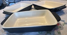 Set Of 3 Dark Navy Stoneware