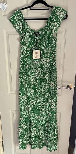 Qed london green midi dress - green,