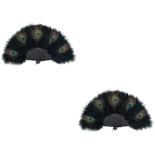 Reusable black peafowl plume - black,