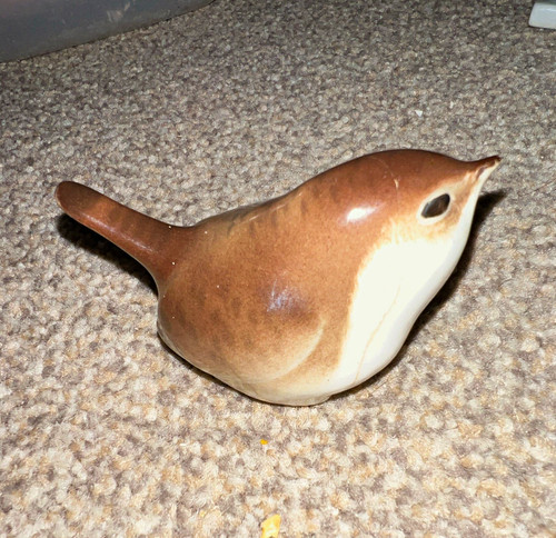 Vintage brown white ceramic - brown,