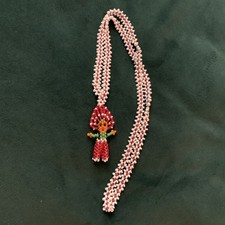 Vintage Native American Seed Bead Kachina Doll Chief Necklace