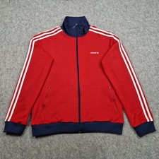 Adidas Jacket Mens Extra Large Red White Beckenbauer Tracksuit Top Funnel Neck