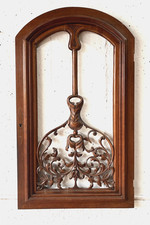 Fine Antique Hand Carved Fretwork Wood Panel Ornate French Cabinet Door Wall Art