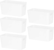 Wham 6.01 White Plastic Studio Storage Baskets Tidy Organiser 5 Pack Stationery