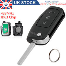 Remote Flip Key Fob For Ford 3 Button 433MHz 4D63 Chip Focus Mondeo Fiesta S Max