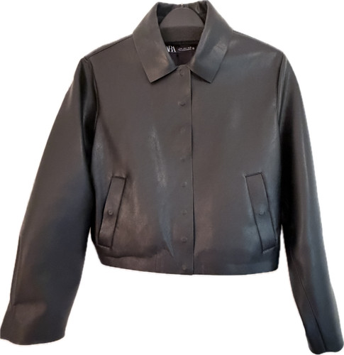 Zara faux leather cropped - leather,