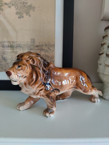 Vintage ceramic lion figurine - vintage,
