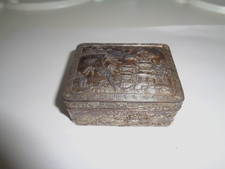 Bronze Japanese Trinket Box Was gilt plated but worn Mid century 3x2.5in  Used