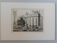 Mounted signed print of Piccadilly London by Terence Henry Lambert