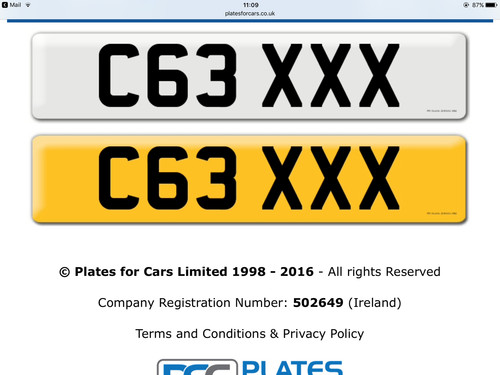 C63 xxx private number plate - xxx,