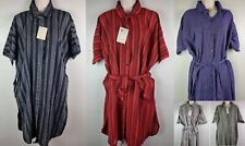 HANDMADE Shirt Dress Long Loose Cotton Summer Maxi Long One Size Belt Retro SD1