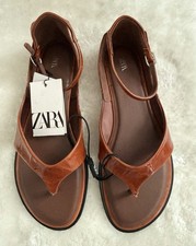 ZARA LEATHER TOE POST SANDALS