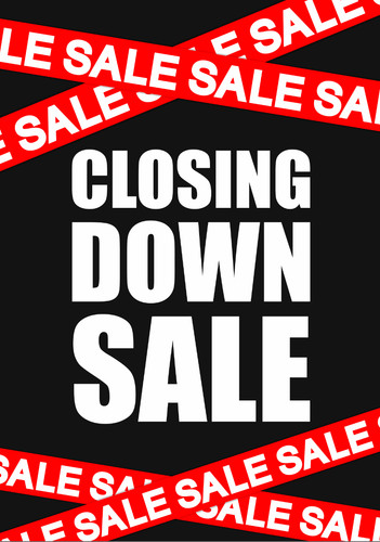 Closing down sale poster - down,