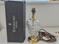 Pre 1990 Waterford Irish Crystal & Brass Table Lamp 11 " Tall - Kilkenny Pattern
