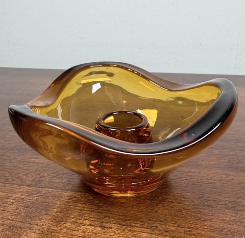Vintage amber glass candle - vintage,