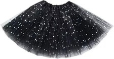 Black Sparkling Fancy Dress Adult Tutu Skirt 80s Dancewear Skirt Hen Night Party