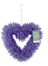 Artificial Lavender Heart Garden Door Decoration Wreath L44 x W48cm Uv Protected