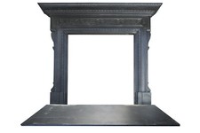 Ornate Cast Iron Fire Surround- with Slate Hearth