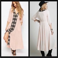 Free People Journey to the Horizon Maxi Dress 4 pink boho hippie embroidery